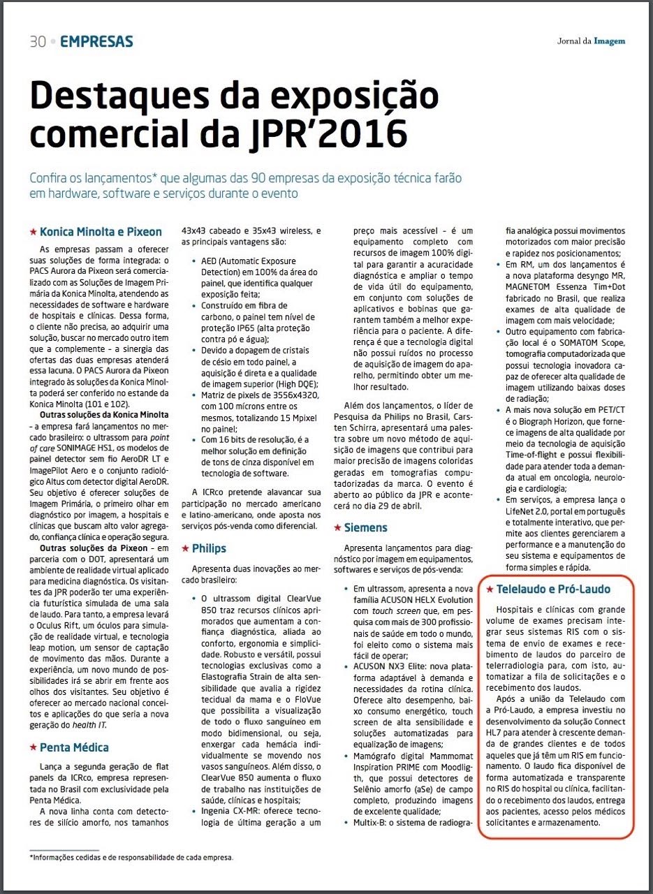 Connect HL7 da Telelaudo - Jornal da Imagem